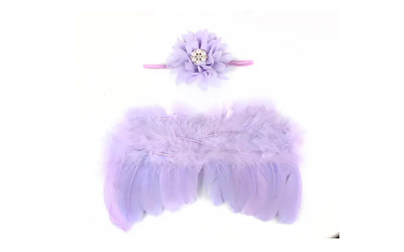 

Cute Baby Flower Headband Angel Wings Feather Newborn Pink Hairbands Photo Props Costume Hair Band Accessories for Girls Kids
