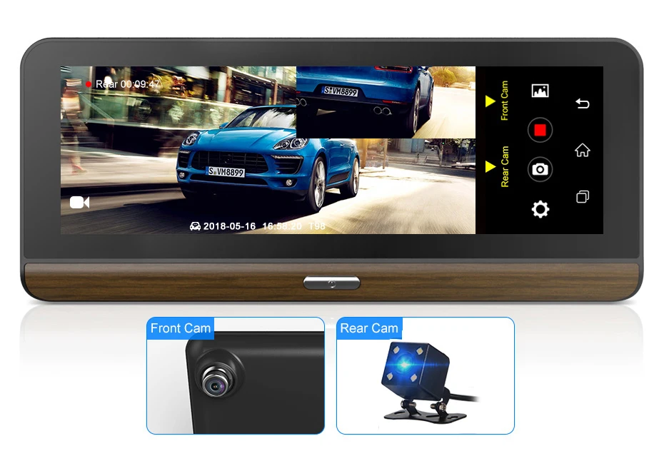Anfilite Автомобильный видеорегистратор с gps FHD 1080P Автомобильный видеорегистратор Камера 8 дюймовая цифровая видео Регистраторы Двойной объектив Registratory видеокамера