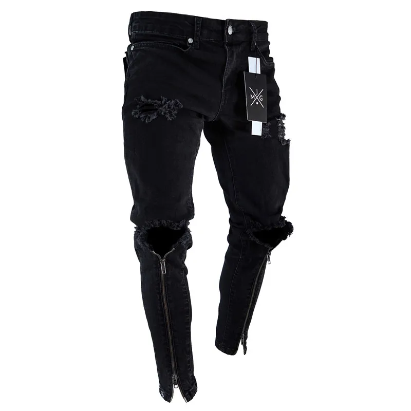 

Men Cotton Classic Jeans Hip Pop Sweatpants Skinny Motorcycle Denim Pants Zipper Designer Jeans Mens VogueJeans Trousers