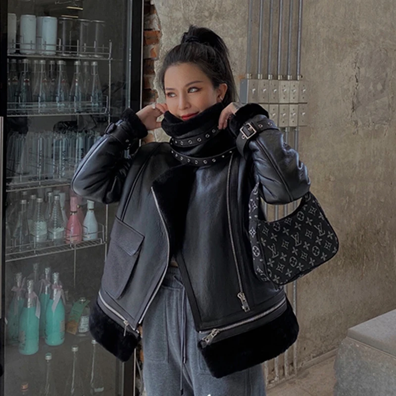 Gl20109 2020 Новое поступление Женская куртка из натурального овечьего меха на молнии