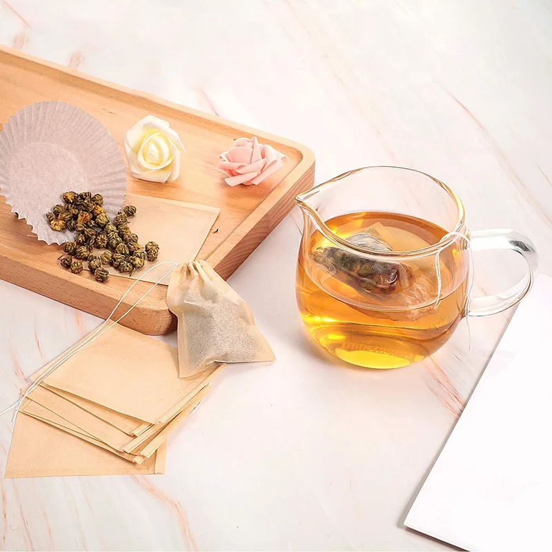 

400 Pcs Tea Filter Bags, Disposable Tea Paper Bags with Drawstring, for Tea and Coffee, Size 2.36 x 3.15 Inches