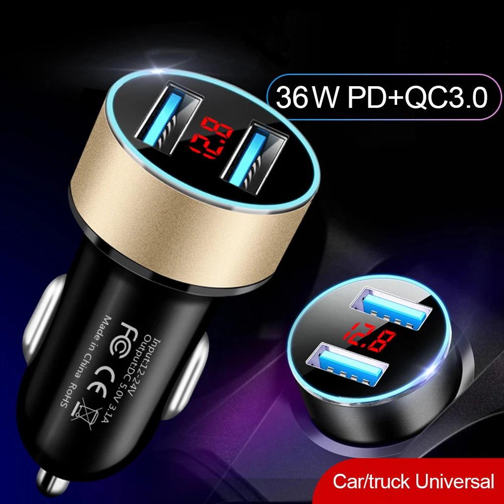 Автомобильное зарядное устройство USB для телефона 18 Вт быстрая зарядка 3 0 PD