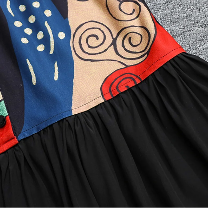 Женское платье рубашка в офисном стиле с мультяшным принтом животного свободная