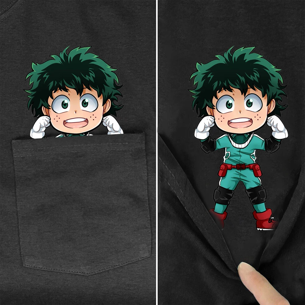 

Anime T-Shirt Fashion Brand Summer Pocket My Hero Academia Printed T-shirt Men's for Women Shirts Hip Hop Tops Funny Cotton Tees