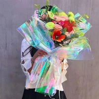 20pcs iridescent film cellophane wrapping packaging paper for flower bouquet gift decoration rainbow gradient magic film