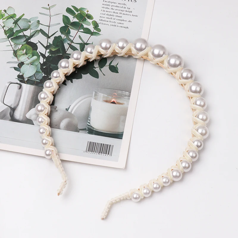 JURAN толстые бархатные женские повязки для волос аксессуары головная повязка модные головные уборы жемчуг широкие пластиковые ленты для волос для женщин