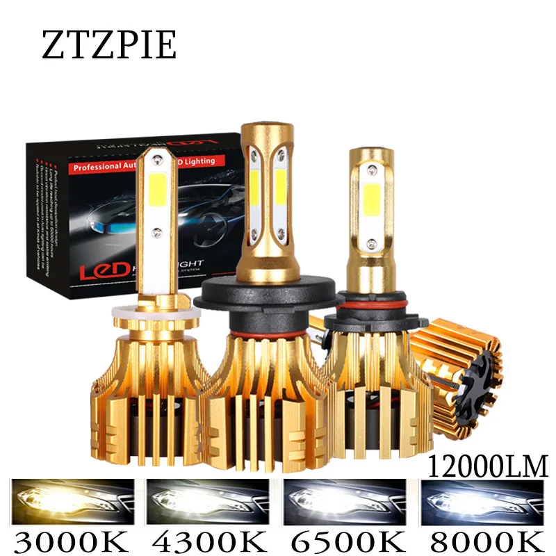 Ztzpie 3000K 4300K 6000K 8000K 12000LM 9005 H1 880 H4 Turbo светодиодные фары H3 H7 H11 9006 светодиодные лампы H16 супер яркий COB Led свет