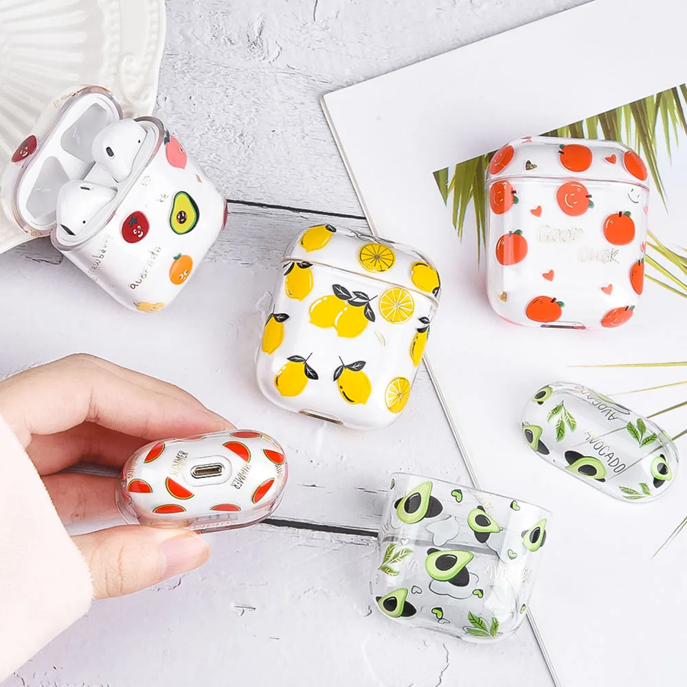 

Clear Fruit Earphone Case For AirPods Pro 2 1 Cases Cute Hard Flamingo Avocado Protective Cover for AirPod 2 3 Air Pods Case