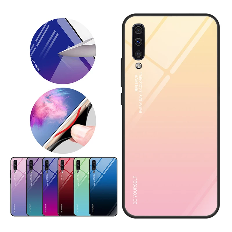 Чехол из закаленного стекла для Samsung Galaxy S8 S9 Plus S10 Lite цветной чехол Note 8 9 глянцевый