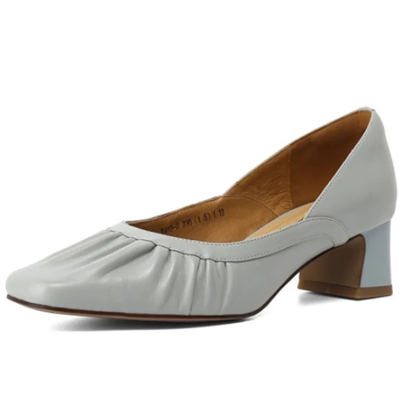

Genuine Leather Elegant Square Toe Ladies Shoes 2021 New Square Heel Pumps Spring Summer Wedding Prom Shoes Woman