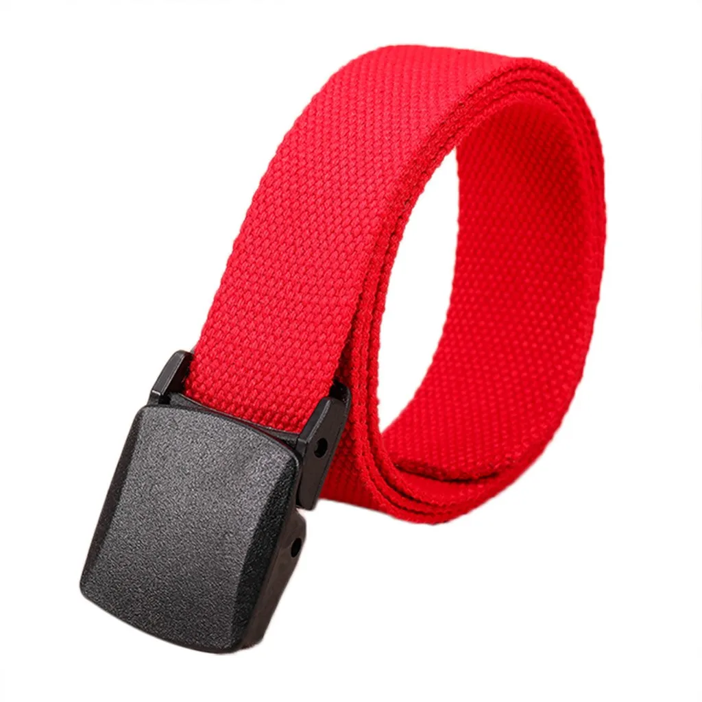 Женский Мужской ремень с пластиковой пряжкой простой однотонный холщовый модный