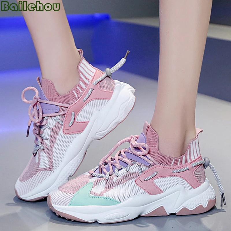 

Женские кроссовки для бега разных цветов, сетчатые дышащие прогулочные женские кроссовки, женские ботинки на плоской подошве, 2022