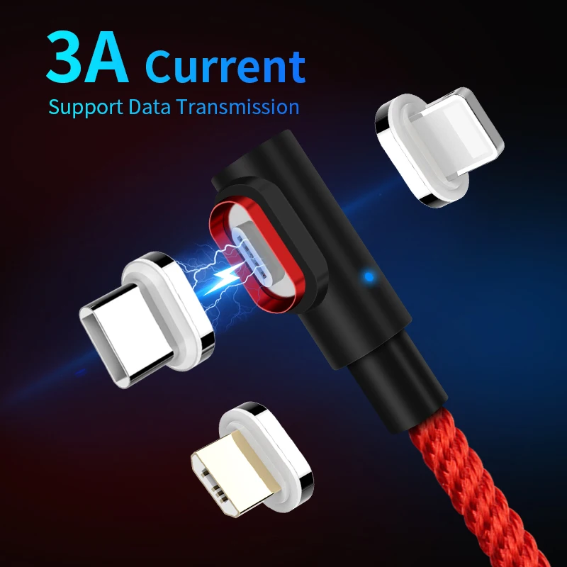 Магнитный кабель IKOLE 3A Micro USB Type C быстрая зарядка для телефонов Android магнитный