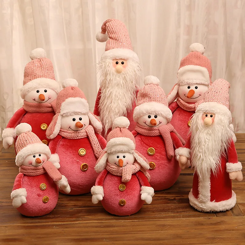 

2019 New Cute Christmas Doll Pink Santa Claus Knit Cap Snowman Toys Xmas Figurines Christmas Gift for Kid Xmas Tree Ornaments