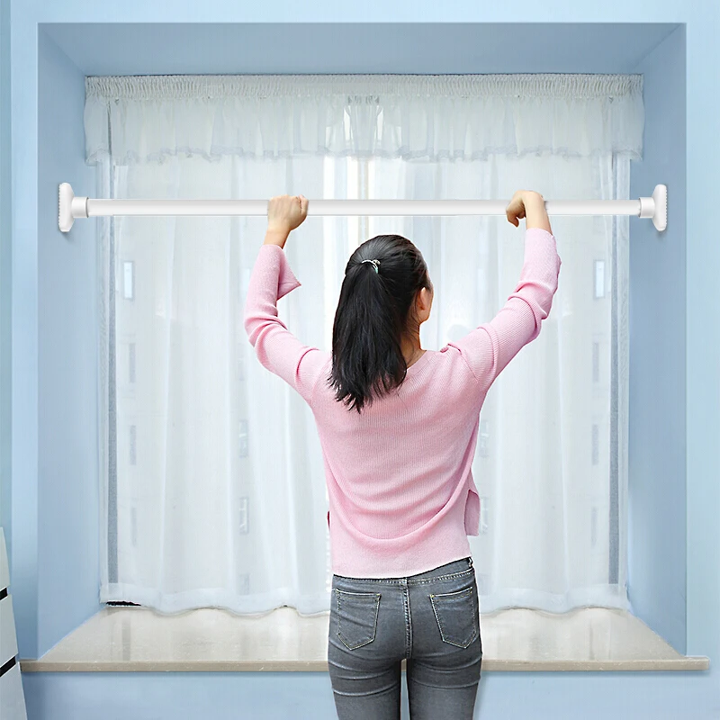 1pcs Spring Telescopic Net Voile Tension Curtain Rail Household Rods Bathroom Pole Rod Adjustable High Carbon Steel | Дом и сад