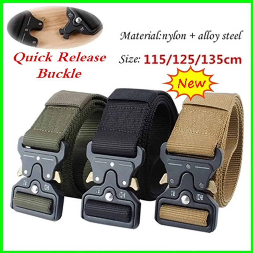 

125x3.8 cm Multi-function Army Green Belt Nylon Quick-drying Outdoor Men Sports Buckle Design Street Style Cool for Men