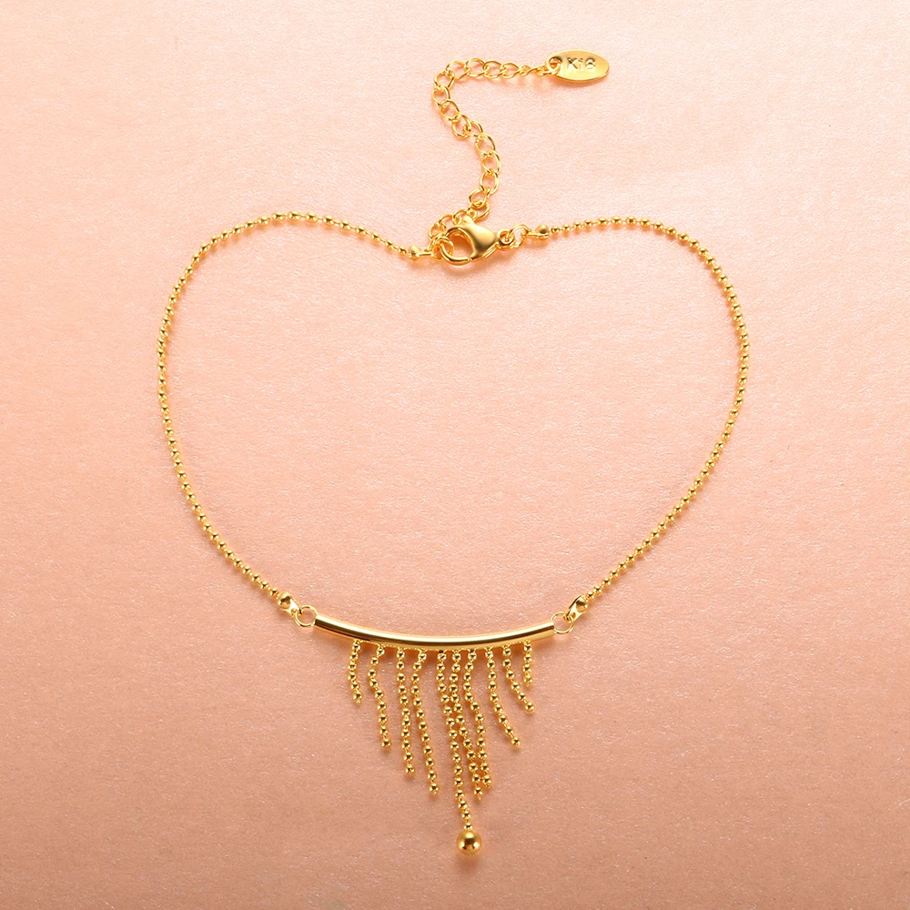 

Fashion Gold Color Tassel Bead Chain Charm Anklets Bracelets For Women Leg Foot Summer Beach Jewelry Gift