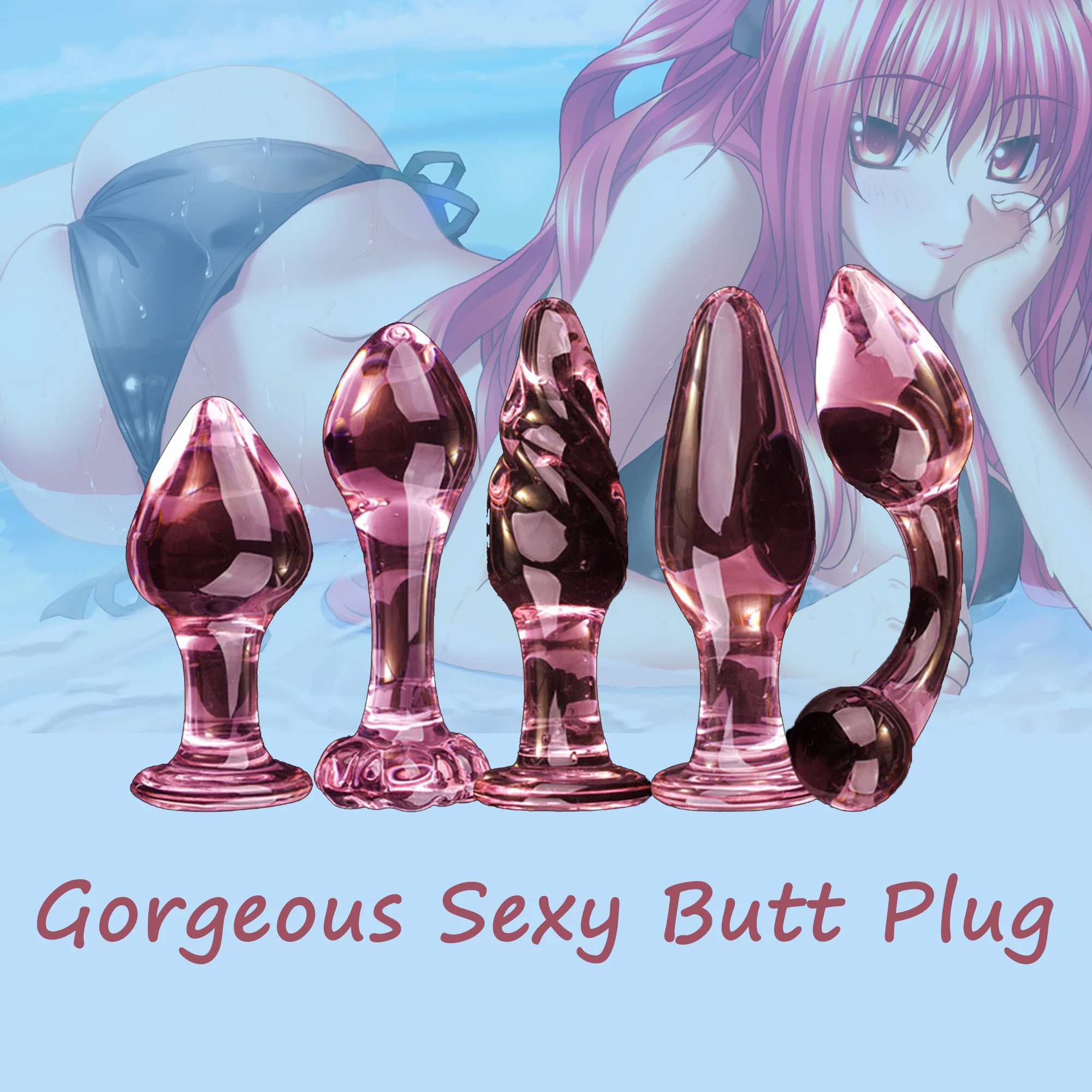 Pink Glass Anal Plug Exquisite Sexy Toys Anus Dilator Butt-Plug Sex For Woman Balls Dildo Butt Plugs | Красота и здоровье