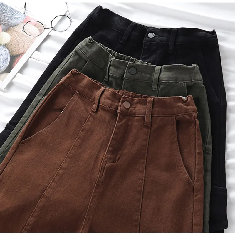 Women Plus Size Streetwear Extra Long Boyfriend Army Green Casual Denim Cargo Pants 7XL Elastic Waist Joggers Big Pocket Trouser | Женская