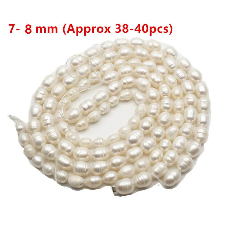 White 7-8mm Бусины Из Натурального пресноводного жемчуга, бусины для самостоятельного изготовления браслетов, ожерелья, сережек, ювелирных изделий, 14 дюймов, HK132 - Color: White 7-8mm