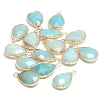 new 5pcs natural stone water drop shape section amazonite pendants for jewelry making diy necklace size 13x23mm