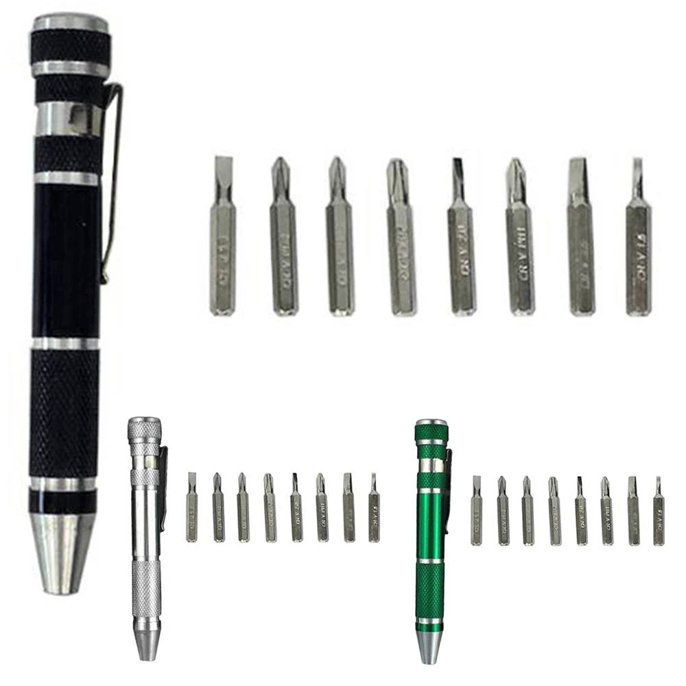 

Mini 8 In 1 Alloy Pencil Style Precision Screwdriver Bits Mobile Phone Repair