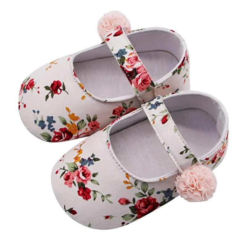 

NewNylon Clasp Anti-slip Baby Girl Breathable Floral Print Anti-Slip Shoes Casual Walking Shoe Toddler Soft Soled First Walkers
