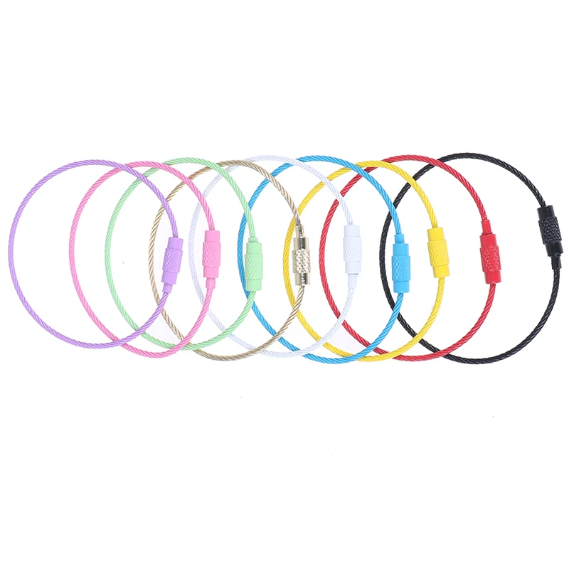 

Brand New 1pc Stainless Steel Wire Rope Keychain Stainless Steel Wire Keychain Carabiner Cable Keychain Outdoor Hiking