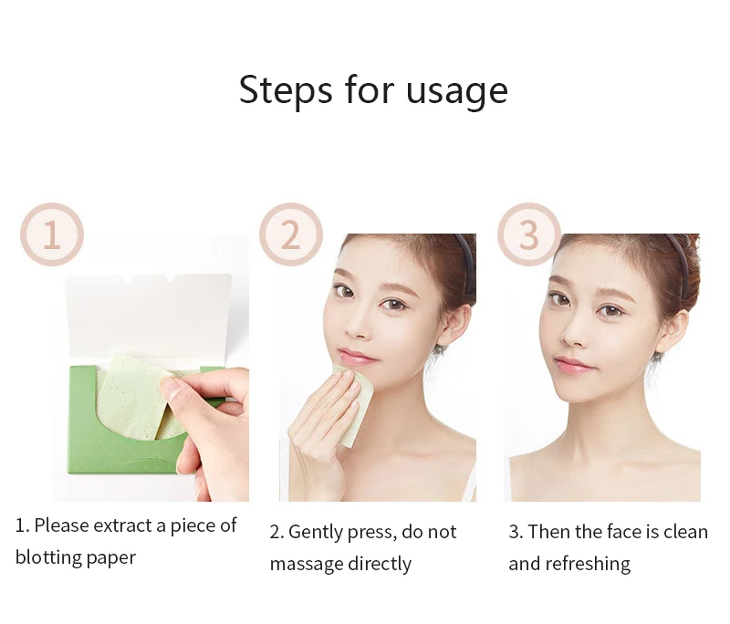 

500sheets/5pack Face Oil Blotting Sheets Paper Green Tea Rose Charcoal Face Skin Care Oil Control Absorbent Paper Matting Tissue