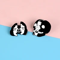 split woman face skull punk pins skeleton black rock brooches badges bag accessories pins festival jewelry gifts for friends