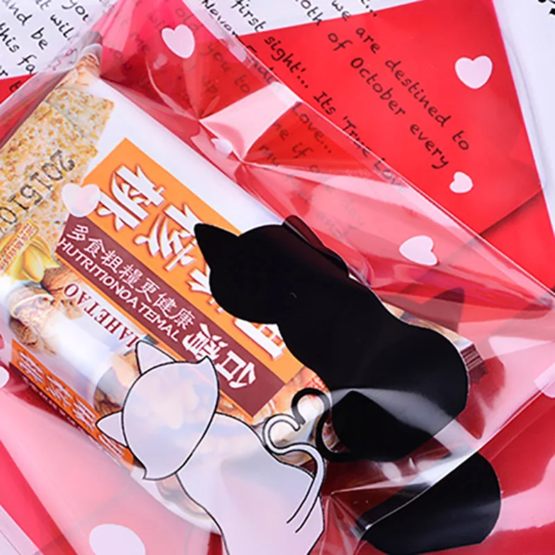 100 шт Подарочная черно белая сумка с рисунком кота вечерние сумки упаковка для