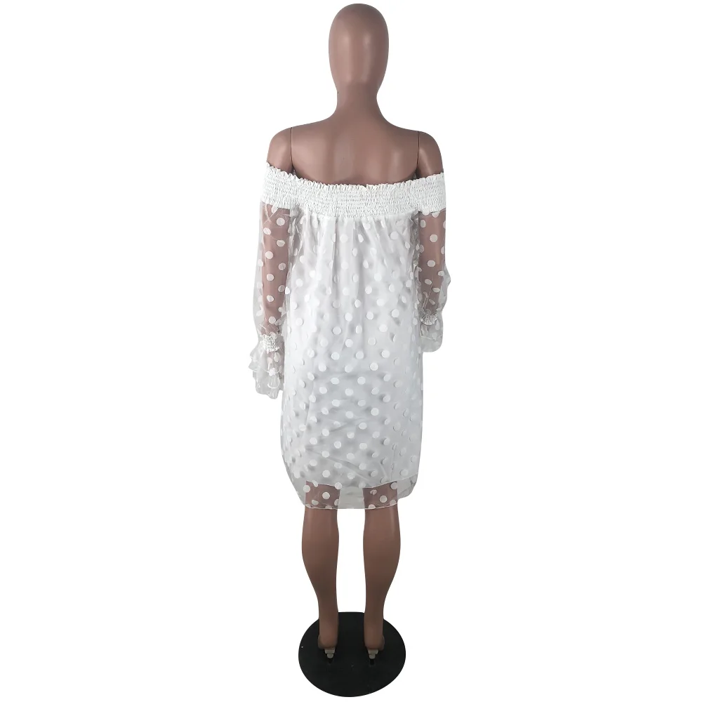 Платья в белый горошек для девочек Сексуальная Прозрачная сетка платье женское с