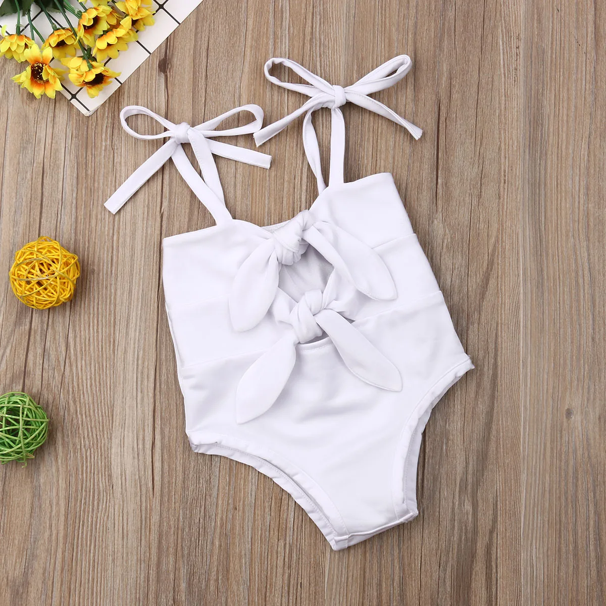 

2020 Summer Kids Baby Girl Solid Bow-knot Swimwear Swimsuit Bathing Suit Bikini Bodysuit Beachwear