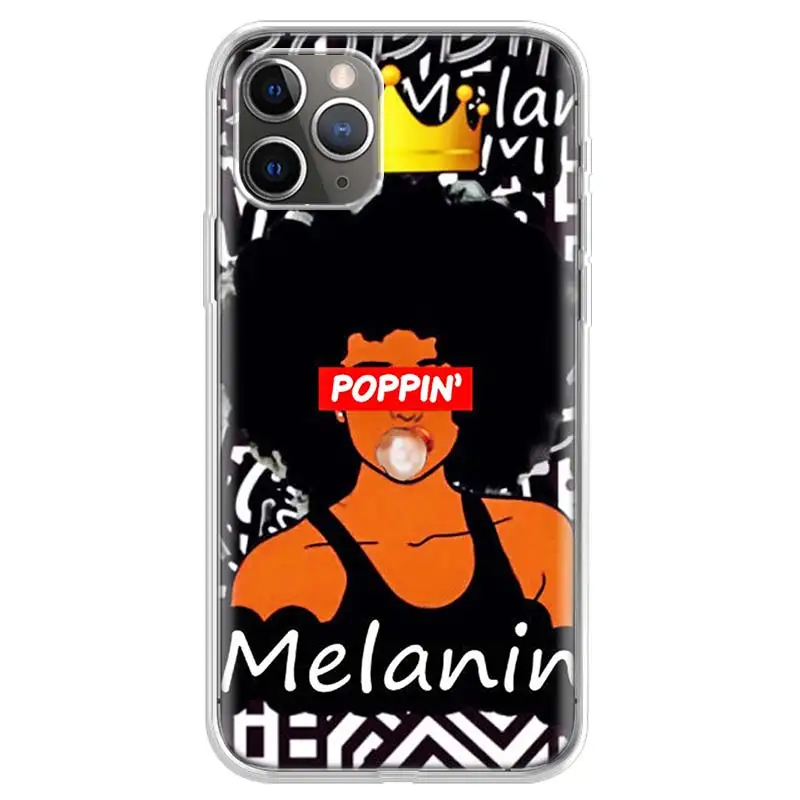 Меланин поппин Черная Королева для Apple iPhone 7 8 Plus 11 12 Mini Pro 10 X XS XR 6 6S 5 5S SE Max мягкий