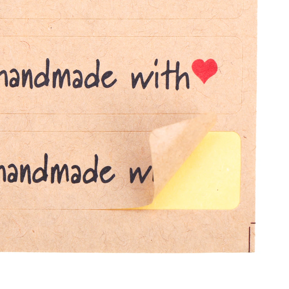 

120PCS/10sheets "Hand made with heart" diy red heart kraft paper stickers Stationery Sticker