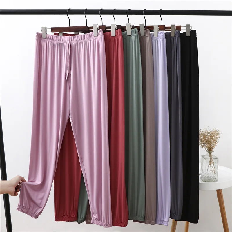 Modal Loose Pijama Trousers For Women Spring Autumn High Waist Long Sleep Bottoms M-6XL Plus Size Elastic Comfy Pijama Pants
