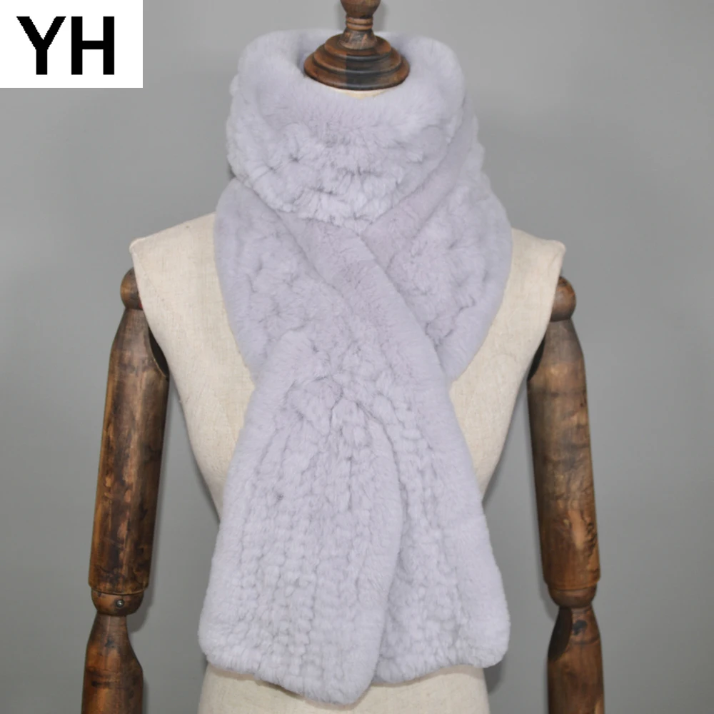 2021 зимние длинные Стиль Женские Настоящий мех кролика шарф с мехом теплые мягкие