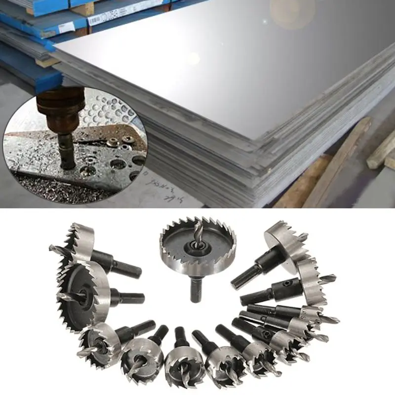 

13 Pcs 16-53mm HSS Drill Bit Hole Saw Set for Steel Metal Alloy Hole Cutter Tool 449C