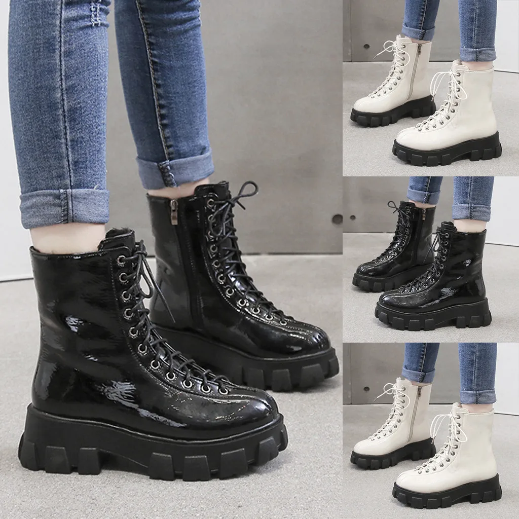 2020 г. Весенне зимние женские модные полусапожки повседневная обувь на толстой