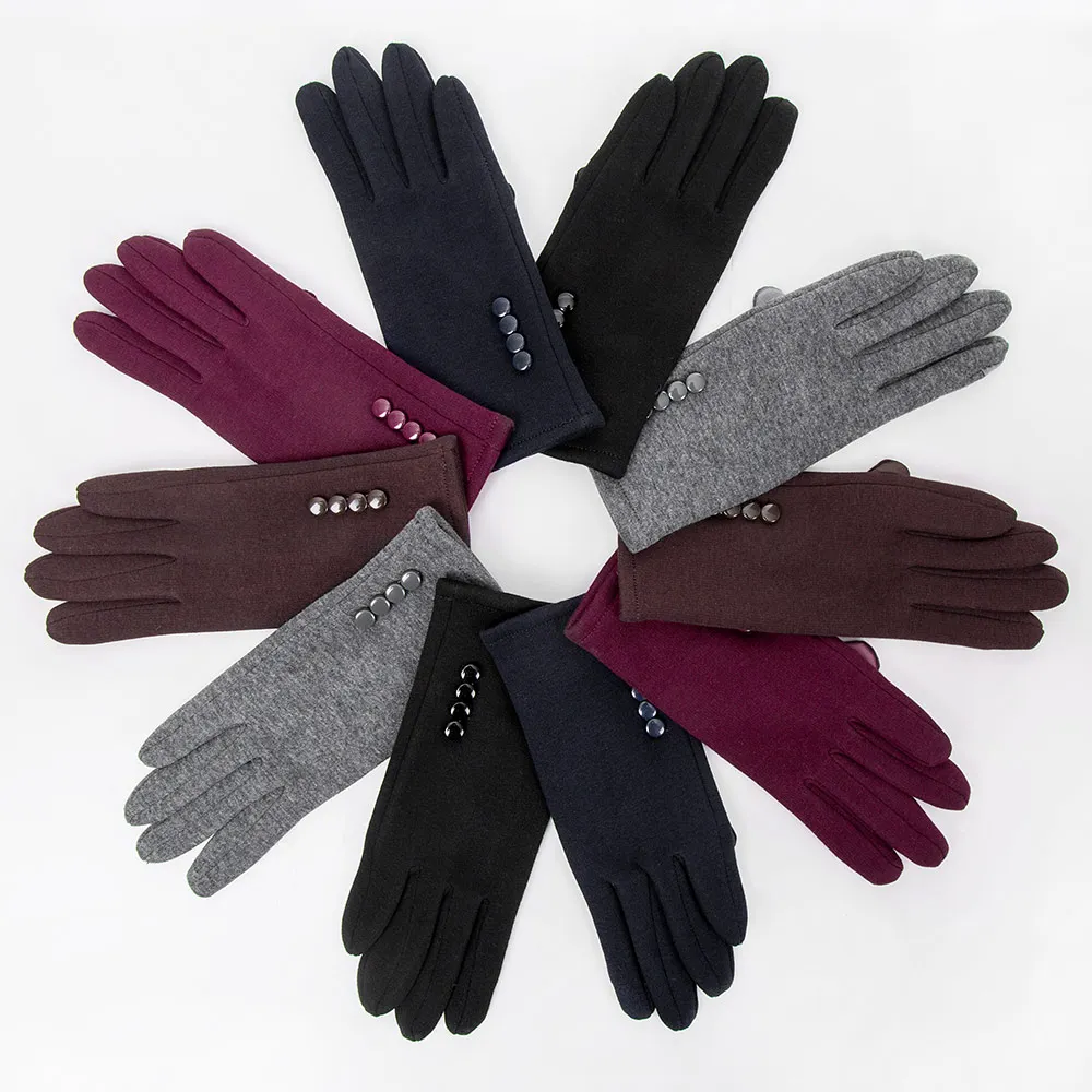 

Fashion Winter Women's Gloves Plus velvet Touchscreen Outdoor Sport Warm Female Gloves Women Winter Warm Button Gloves
