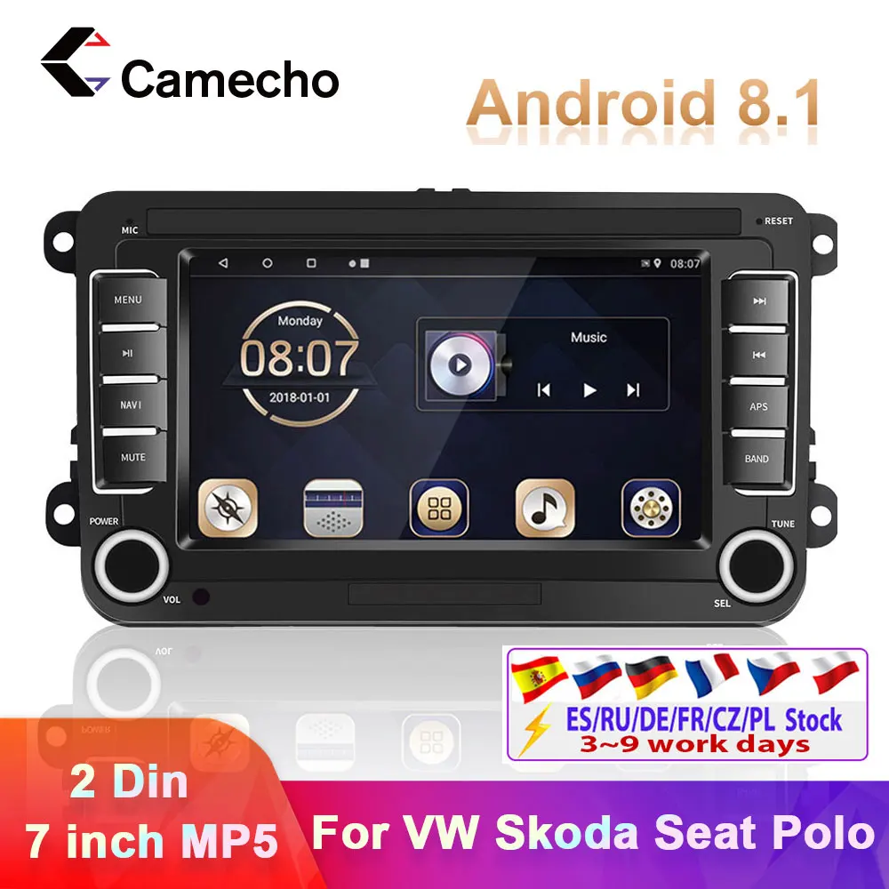 Camecho Android 8 1 автомобильный мультимедийный плеер 2 Din GPS навигация для VW/
