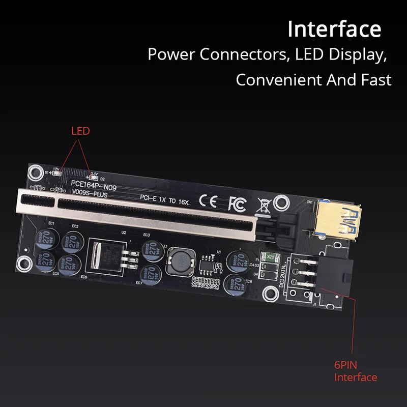 

6pcs VER 009S Plus USB 3.0 PCI-E Riser Card 009S Express 1X 4x 8x 16x Extender Pcie Riser Adapter Card 2021 Newest