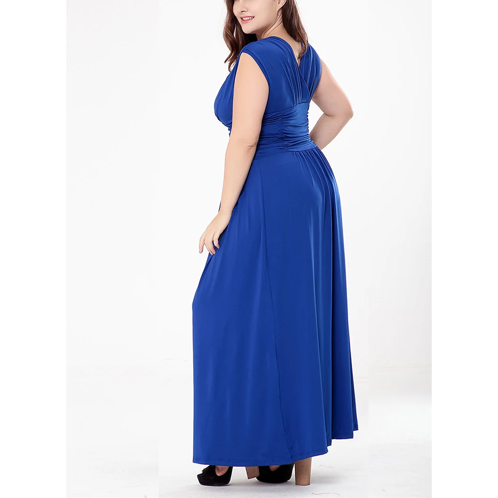 Женское вечернее платье макси с V образным вырезом без рукавов|plus size maxi|dress womenparty