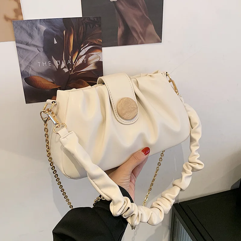 

2021 Summer New Fashion Chain Messenger Bag Women's Pleated Small Square Bag Purses and Handbags Luxury Designer Lipstick Bag