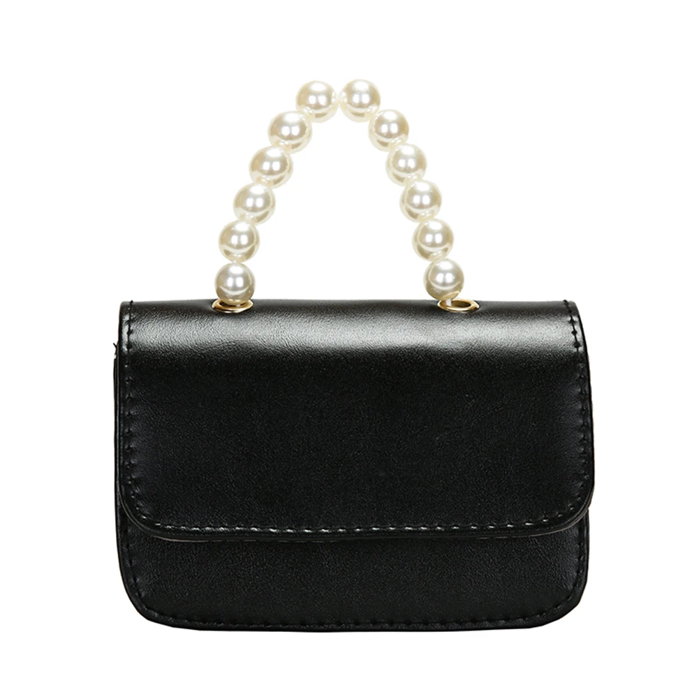 

Women PU Chain Crossbody Shoulder Messenger Bag Ladies Designer Pure Color Pearl Small Square Flap Purse Handbag
