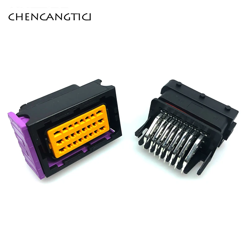 black connector 1 комплект/комплект 2 отверстия 24 pin/way черный Алюминиевый автомобиль lpg ecu контроллер чехол Корпус с разъемами - Цвет: black connector