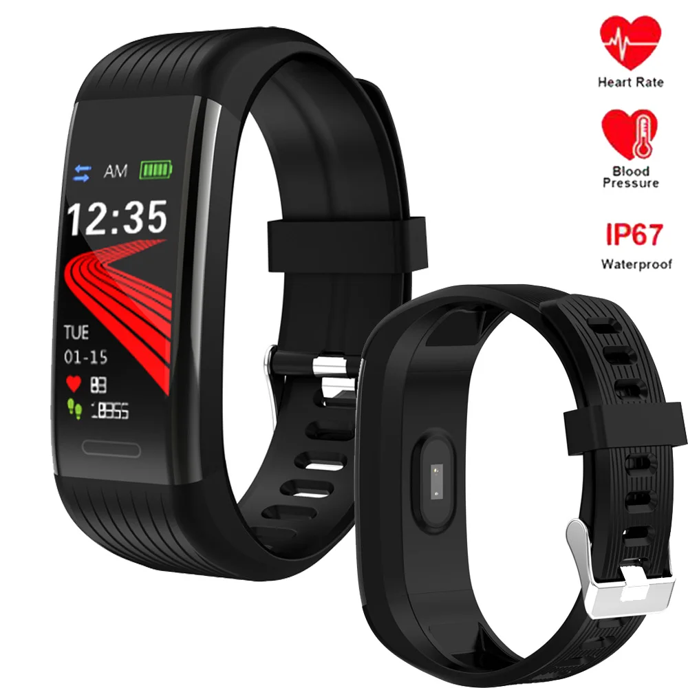 Фитнес браслет R1 с пульсометром и шагомером смарт тонометром фитнес трекер Смарт