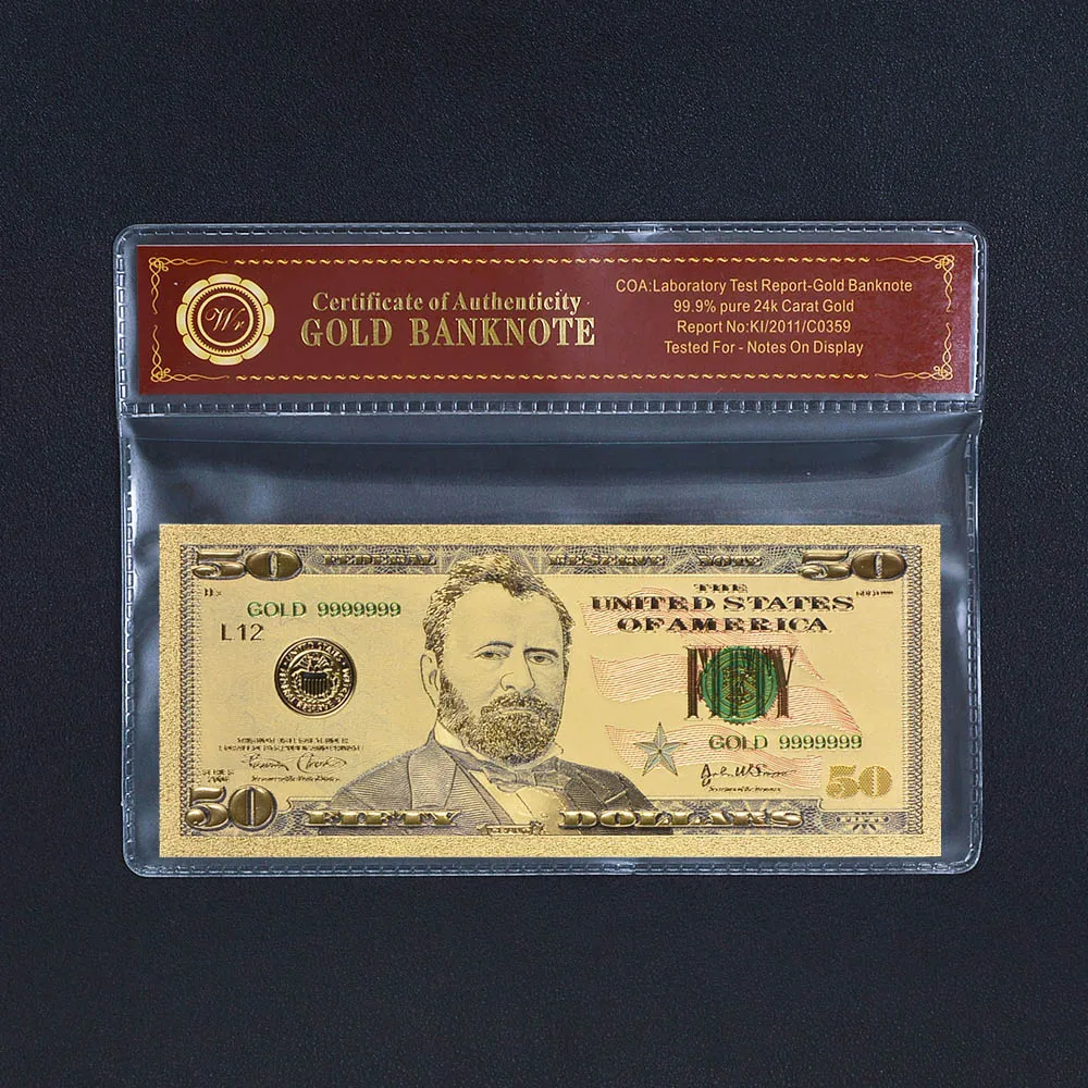 WR US Fake Money 20 Dollar Gold Banknotes with Frame American 100 Trump Bills Non-currency Collections Gift Dropshipping | Дом и сад