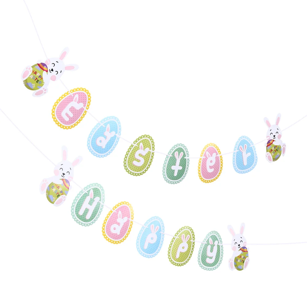 

1 Set Festive Decorative Banners Easter Paper Hanging Bunting Party Supply