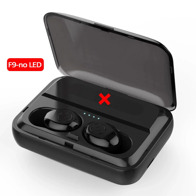 F9-NO-LED-BK FBYEG TWS F9 настоящие стерео беспроводные Bluetooth наушники HIFI HD Спортивная гарнитура наушники с микрофоном для телефона - Цвет: F9-NO-LED-BK